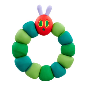 The Very Hungry Caterpillar Silicone Teether Ring by Rainbow Designs - green ring-shaped teether with iconic red caterpillar face