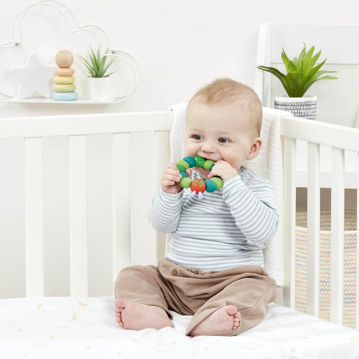 Very Hungry Caterpillar baby silicone teether ring - easy grip ring shape for teething babies