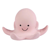 Tikiri My First Sea Animal Octopus - pink natural rubber baby teether and bath toy front view