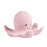 Tikiri My First Sea Animal Octopus - pink natural rubber rattle teether and bath toy side view
