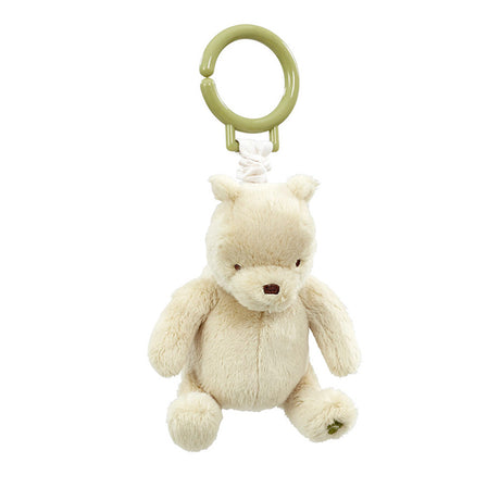Plush Pooh Bear Jiggle with a green ring on a white background