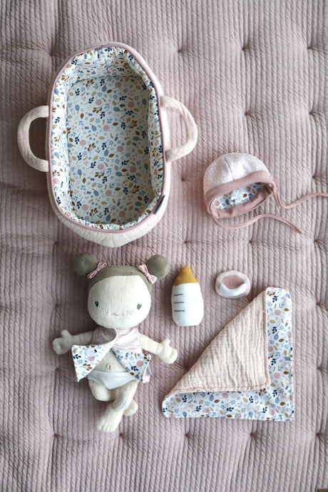 Baby Doll Rosa with Carry Basket, Blanket and Bottle - Personalised