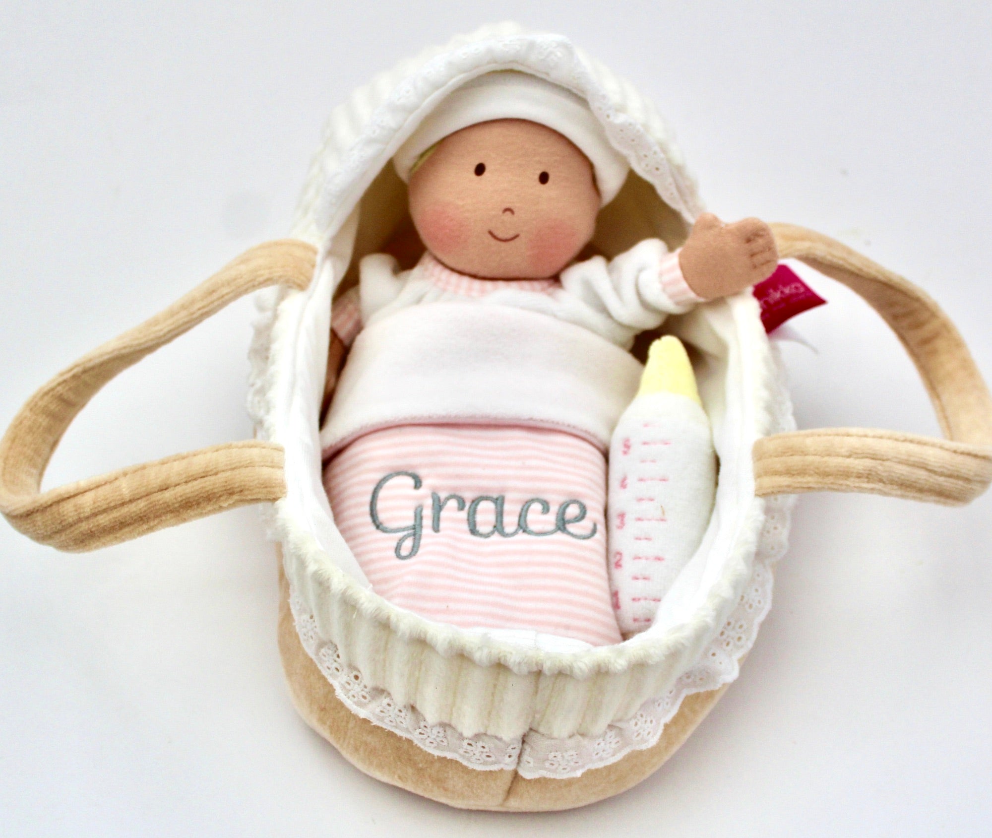 Baby Doll Set with Carry Cot Option to Personalise Hedgehog Gifts