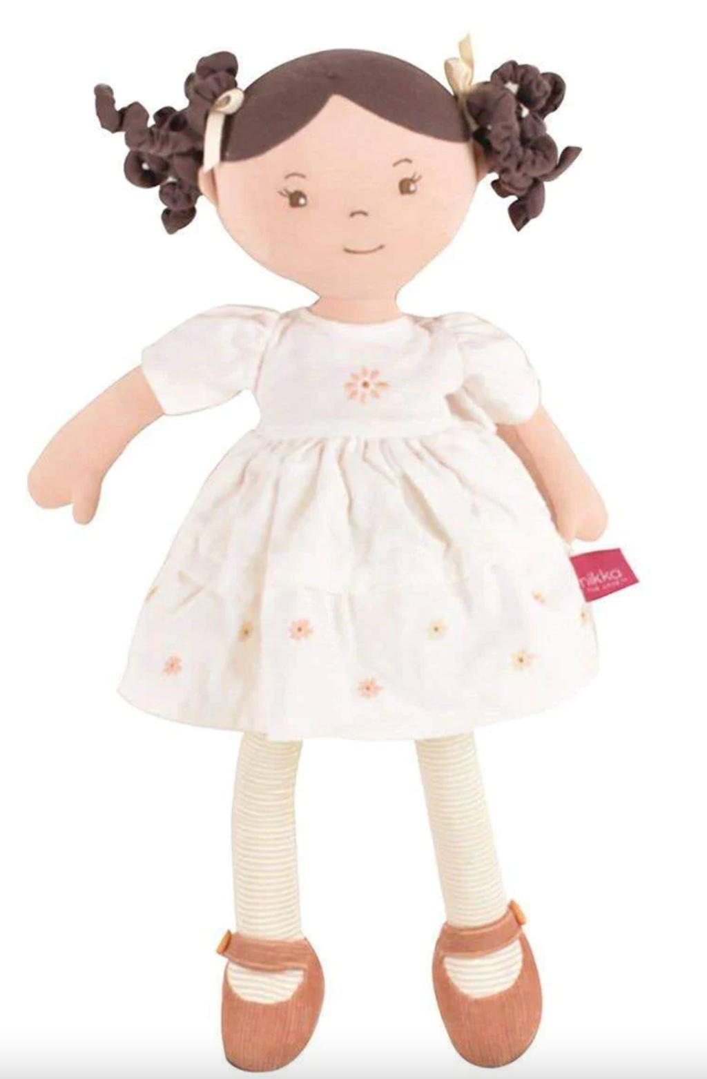 Cecilia Dark Haired Doll in Cream Linen Dress Personalised