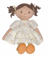 Cecilia Dark Haired Doll in Cream Linen Dress Personalised
