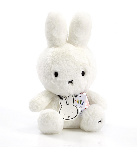 Another front view of Just Miffy  an adorable cuddly soft toy based on the classic cute white bunny created by the late Dick Bruna