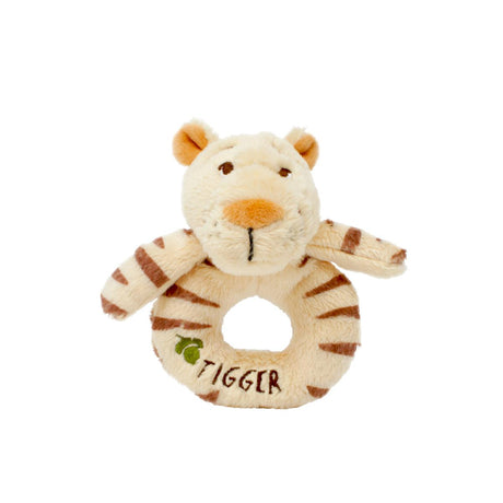 Hundred Acre Wood Tigger Ring Rattle for Christenings outside of packaging
