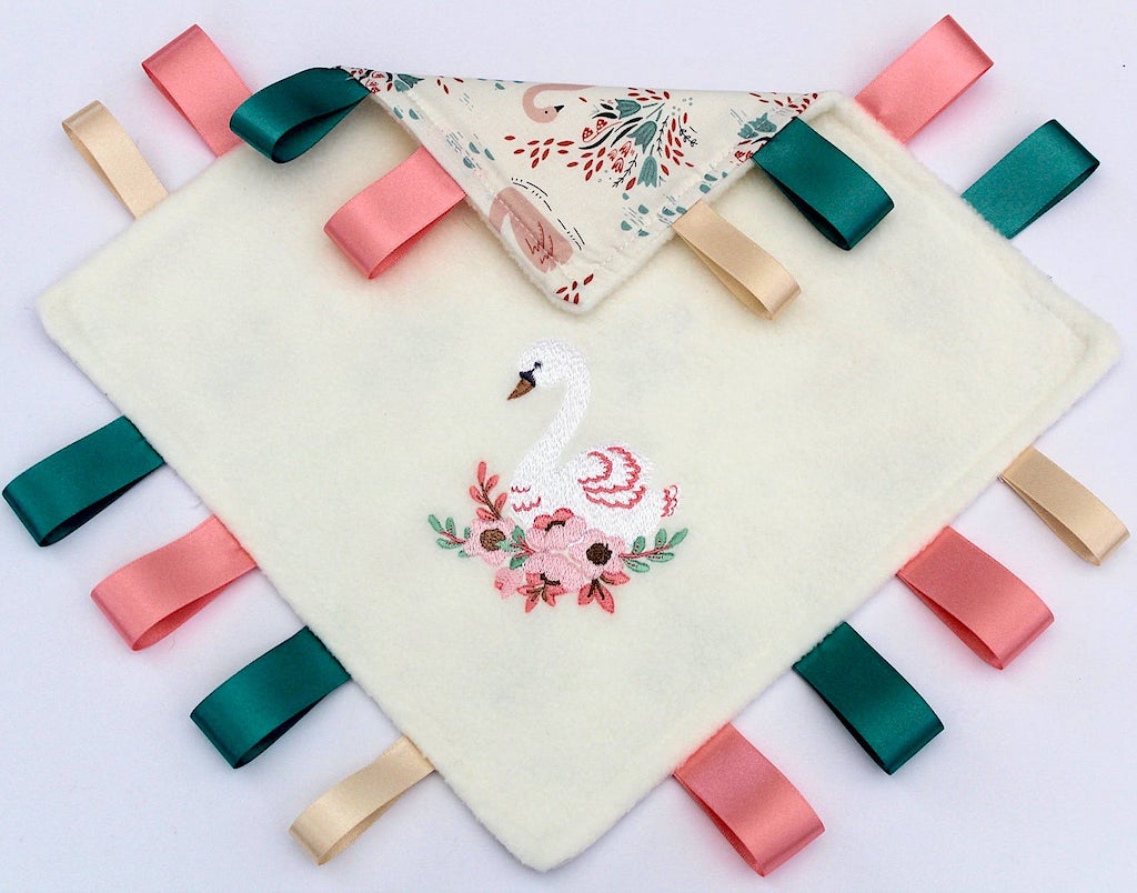 Floral Swan Embroidered Taggy