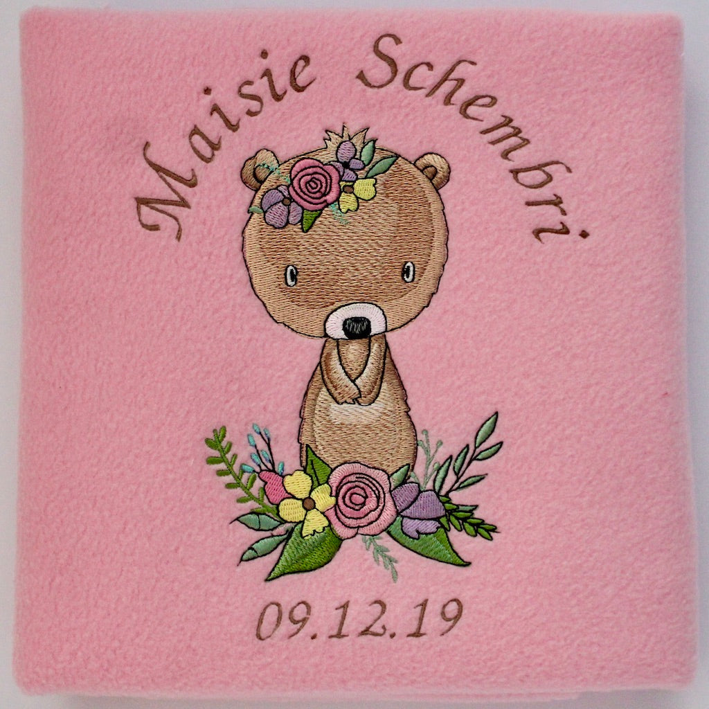 Floral Bear Blanket - Personalised