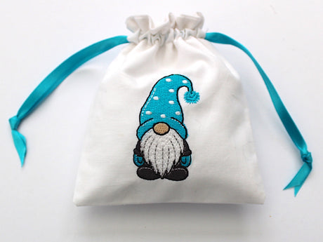 Gnome Drawstring Gift Bag Turquoise