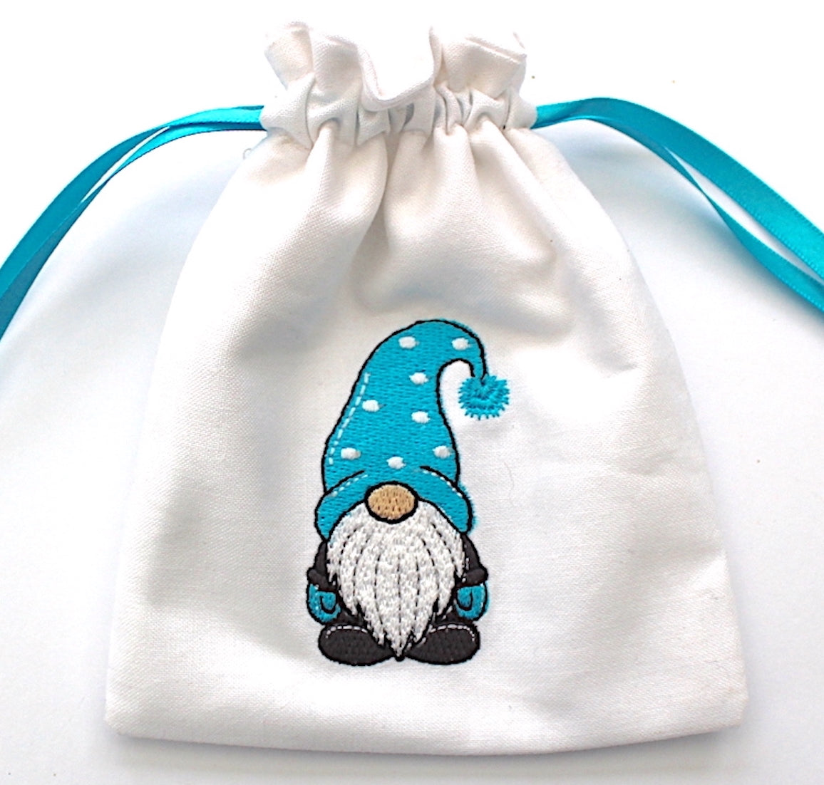 Gnome Drawstring Gift Bag Turquoise