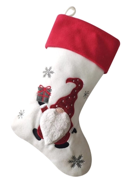 Gnome Santa Deluxe Christmas Red Stocking - Personalised