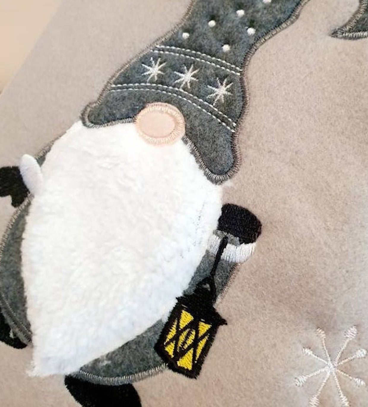 Gnome Santa Deluxe Christmas Grey Stocking - Personalised