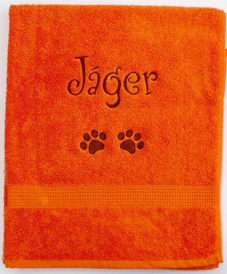  A large size orange colour |Pet Cat Bath Towel Personalised with name and paw print