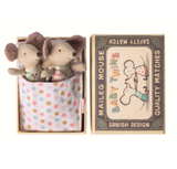 Two Baby mice in matchbox bed