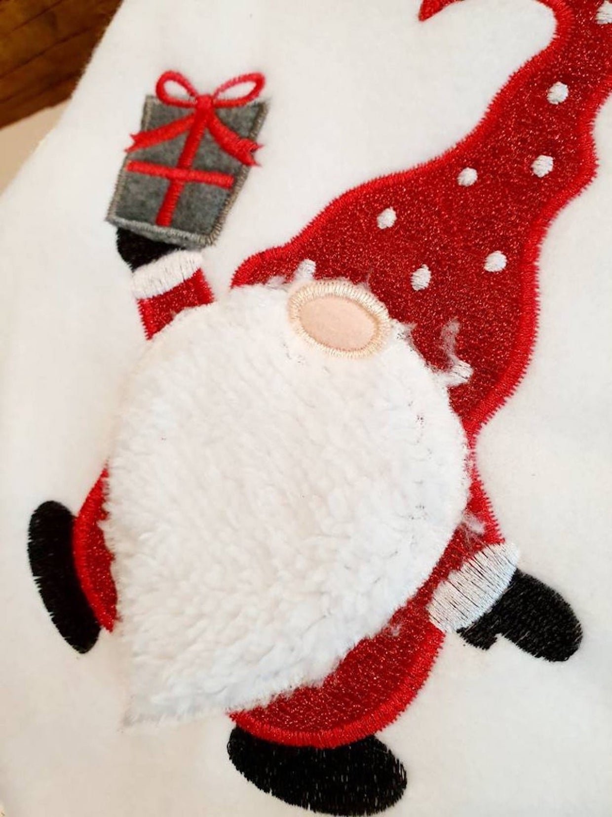 Gnome Santa Deluxe Christmas Red Stocking - Personalised