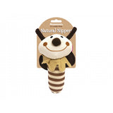 Rosewood Natural Nippers Shake & Rattle brown, white and black stripped body and happy smile with tag above