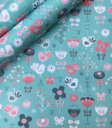 Beautiful Scandi Birds Gift Wrapping Paper with Blue background for Christmas, Birthdays and Christenings