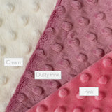 White, purple and pink selection of rear dimple material for personalised fox taggy