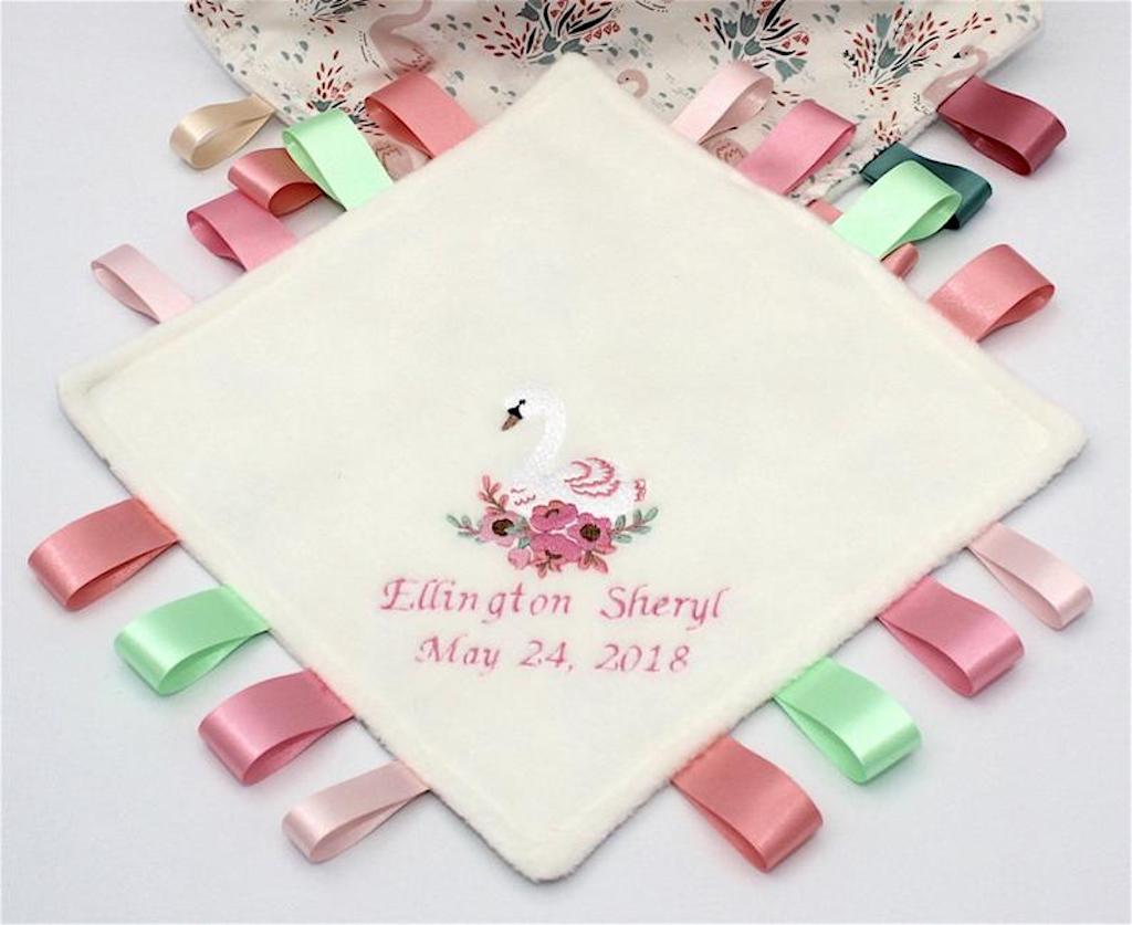 Floral Swan Embroidered Taggy