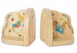 Beautiful Peter Rabbit Wooden Bookends displayed 