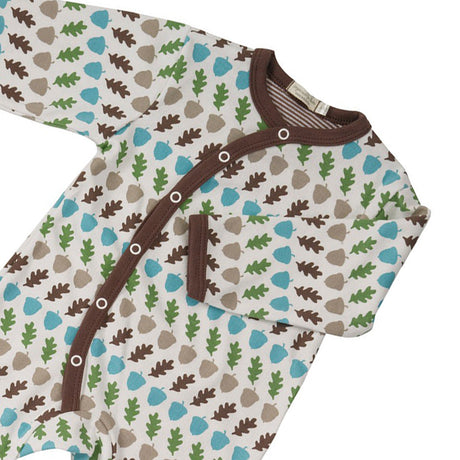 close up of a superb quality brown Acorn Romper from Pigeon Organics