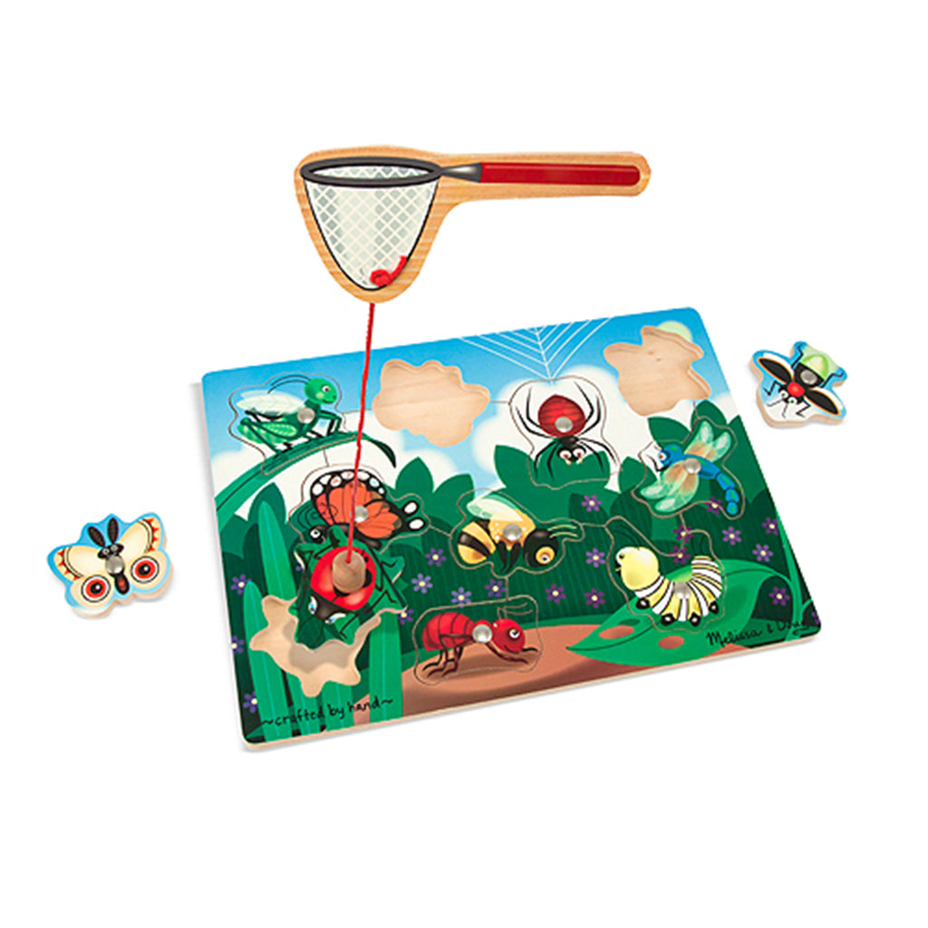 melissa and doug childrens birthday gift wooden catching magnetic bugs and insects puzzle with net