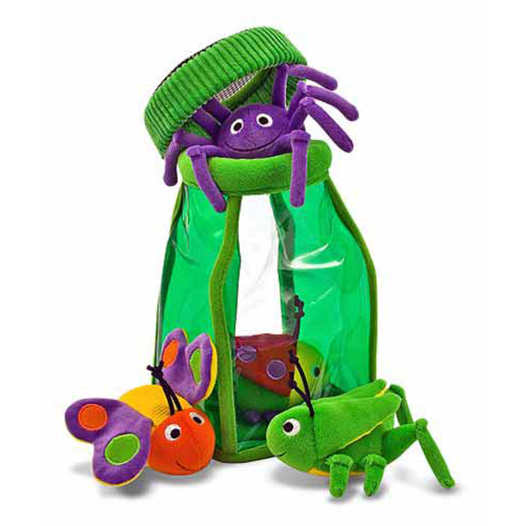 melissa and doug toy soft spider butterfly ladybug and grasshopper in bright green jug phthalate-free plastic jug