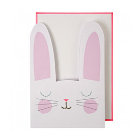 A Meri Meri Bunny Happy Birthday card with very large pink ears