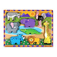 melissa and doug childrens gift wooden chunky safari puzzle with giraffe elephant crocodile zebra hippo lion