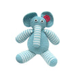 Disaster designs blue and white crocheted elephant soft baby child toy with red flower