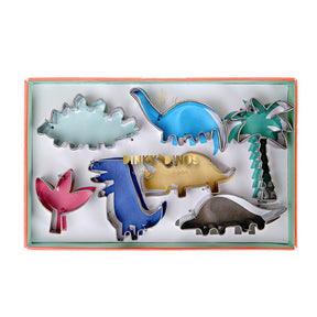 Dinosaur cookie cutters in shapes of favourite dinosaur includes stegosaurus t-rex perfect for party