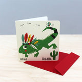 Noodoll retro style Iguana Card for birthday baby newborn vintage blank card