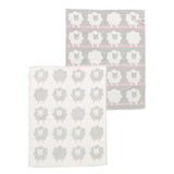 David Fussenegger handmade austrian soft pink grey blanket with fluffy sheep with blanket stitched edges