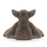 Back view of Bashful Bat from Jellycat cuddle-some fella with soft wings and ears