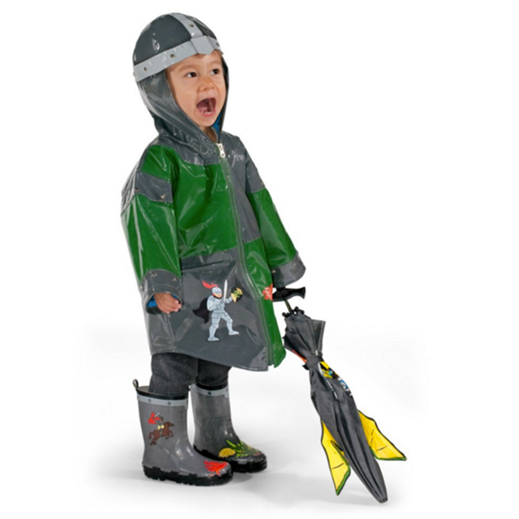 A little Knight with a fantastic Knight Children's Umbrella from the Kidorable Collection. 