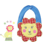 piccalilly organic lion bib with terry towelling lion face spotty red mane