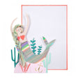 Meri Meri Mermaid card open to reveal an underwater scene of mermaid with long hair and shiny tail