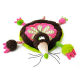Musical Paul the Mole has a bright colourful body with pink, green and brown legs sprawled out