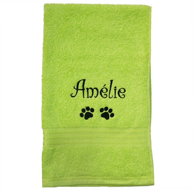 Lime Pet Towel embroidered or personalised with the name Amehe