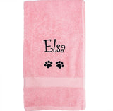 Pink Pet Towel embroidered or personalised with the name Elsa