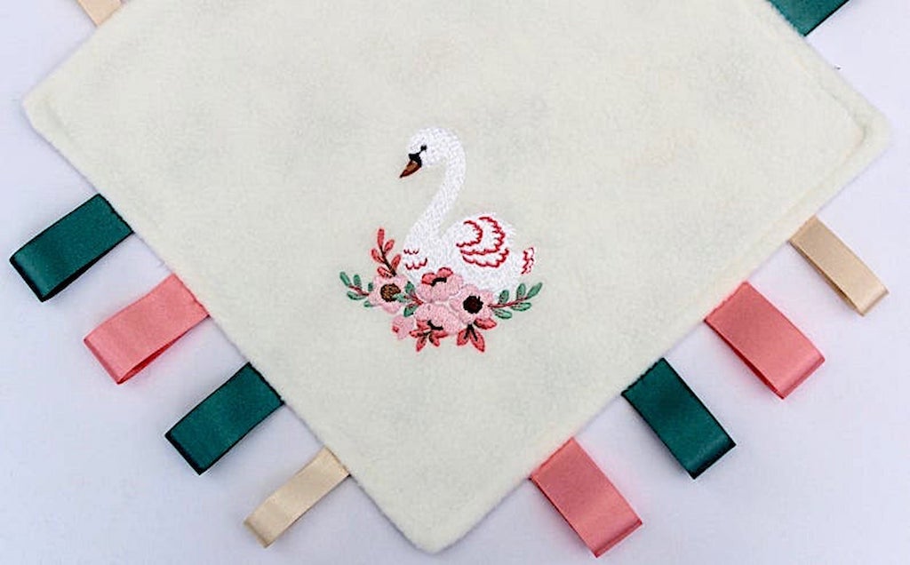 Floral Swan Embroidered Taggy