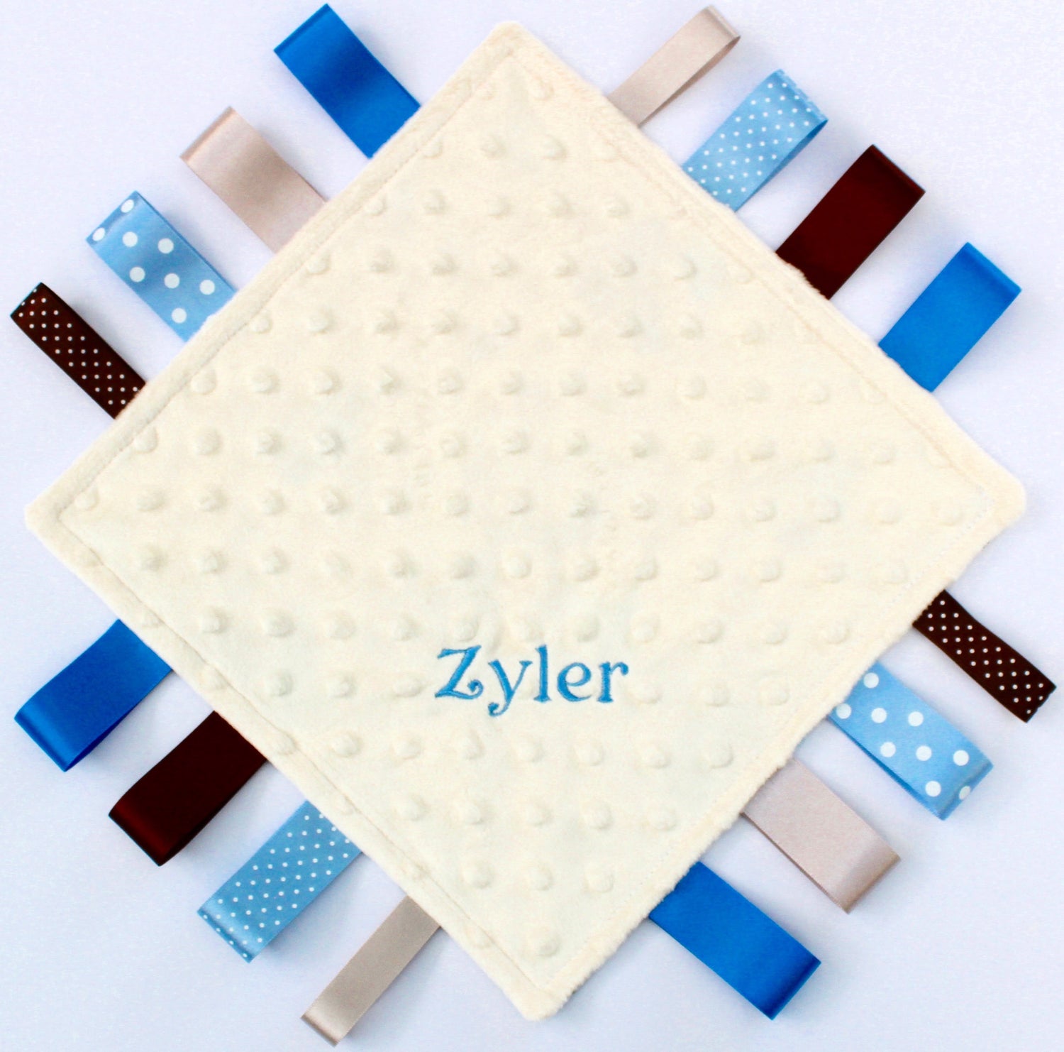 Peter Rabbit Cotton Minky Taggy with Blue Ribbons