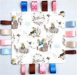Peter Rabbit Cotton Fabric Minky Taggy with Pink Ribbons