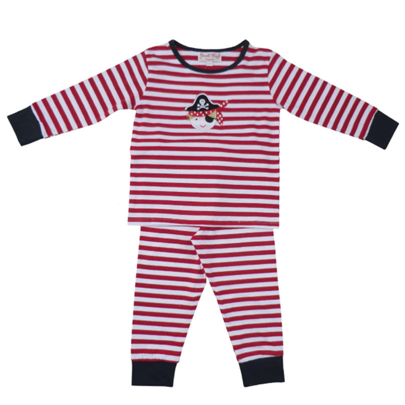 Red and white striped pirate pyjamas suit by Powell Craft