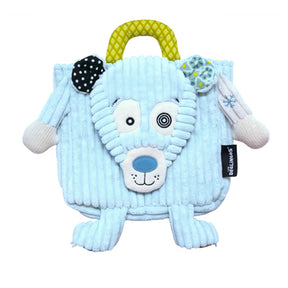  A soft aqua blue Polar Bear Backpack features adjustable colourful shoulder straps as well as a carry handle. is perfect for a little girl to take to school or on outings to keep snacks and toys in.   