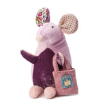 Ragtales Mouse Pom Pom pink and mauve patchwork mis-matched velour cotton fabric body and shopping bag