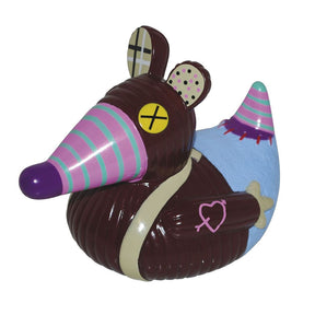 Deglingos Baby Ratos Ducky Bath Toy with a pink and blue striped bill