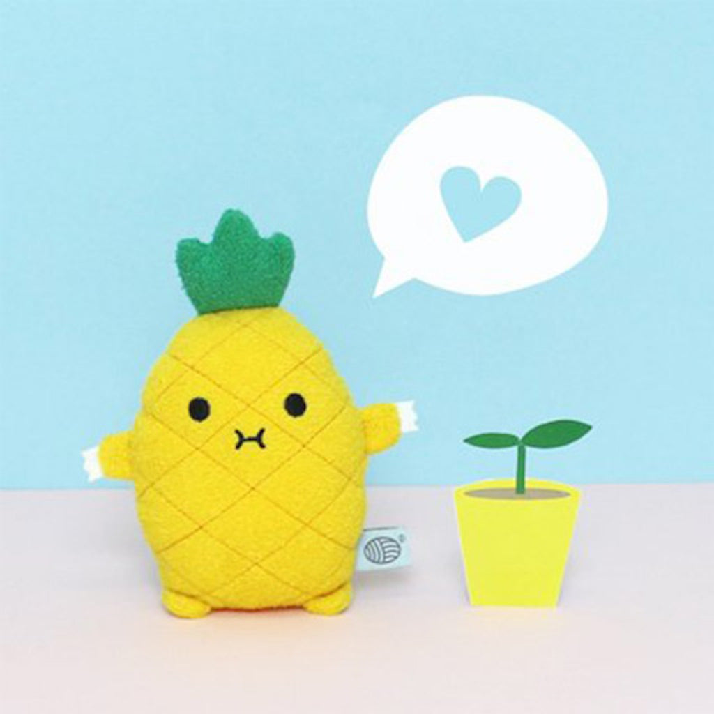 Riceananas an embroidered face pineapple childs soft squishy toy for baby to cuddle attachable strap