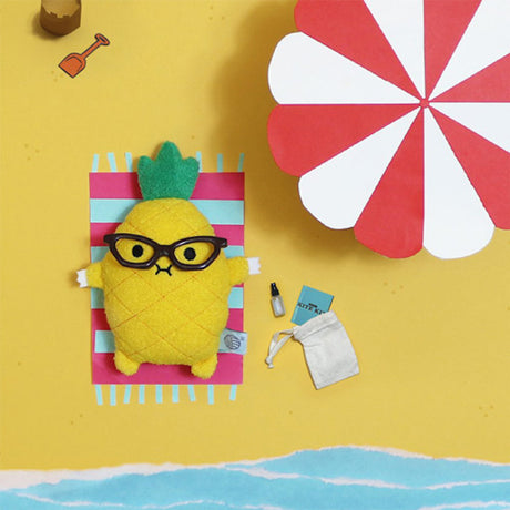 Riceananas an embroidered face pineapple childs soft squishy toy for baby to cuddle attachable strap